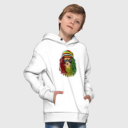 Толстовка оверсайз детская Rasta lioN, цвет: белый — фото 2