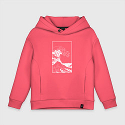 Толстовка оверсайз детская Japan waves Японская волна, цвет: коралловый