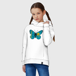 Толстовка оверсайз детская Бабочка - Казахстан, цвет: белый — фото 2