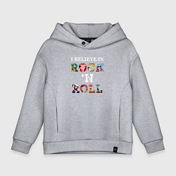 Детское худи оверсайз Я ВЕРЮ В РОК-Н-РОЛЛ I BELIEVE IN ROCK N ROLL