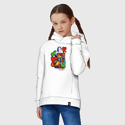 Толстовка оверсайз детская Girl with hearts, цвет: белый — фото 2