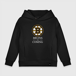 Толстовка оверсайз детская Boston are coming, Бостон Брюинз, Boston Bruins, цвет: черный