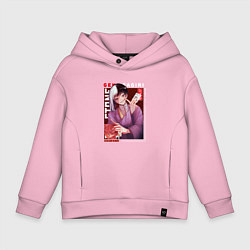 Толстовка оверсайз детская Доктор Стоун Dr Stone, Гэн Асагири, цвет: светло-розовый