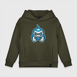 Толстовка оверсайз детская Shark player, цвет: хаки
