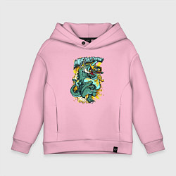 Толстовка оверсайз детская Помаши - я иду! Крутой крокодил, цвет: светло-розовый