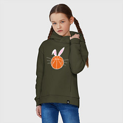 Толстовка оверсайз детская Basketball Bunny, цвет: хаки — фото 2