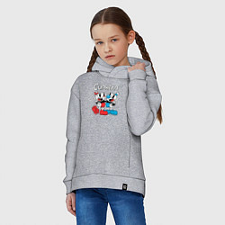 Толстовка оверсайз детская Cuphead Чашечки, цвет: меланж — фото 2