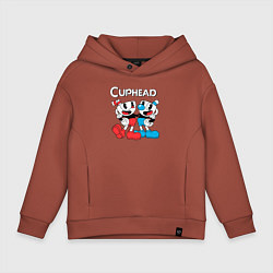 Толстовка оверсайз детская Cuphead Чашечки, цвет: кирпичный