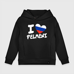 Толстовка оверсайз детская Люблю пельмени, цвет: черный