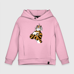 Толстовка оверсайз детская Cool Tiger Power Muzzle, цвет: светло-розовый