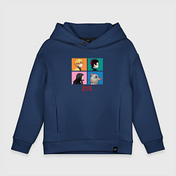 Толстовка оверсайз детская Клинок, рассекающий демонов Коллаж, цвет: тёмно-синий