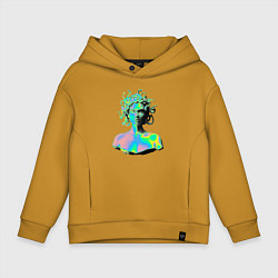 Толстовка оверсайз детская Gorgon Medusa Vaporwave Neon, цвет: горчичный