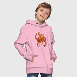 Толстовка оверсайз детская Оранжевый осьминог с множеством щупальцев, цвет: светло-розовый — фото 2