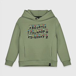 Толстовка оверсайз детская STRANGER THINGS ALPHABET, цвет: авокадо