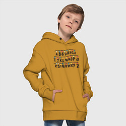 Толстовка оверсайз детская STRANGER THINGS ALPHABET, цвет: горчичный — фото 2