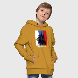 Толстовка оверсайз детская Медведь и кремль, цвет: горчичный — фото 2