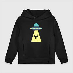 Толстовка оверсайз детская Похищение кота, цвет: черный
