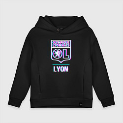 Толстовка оверсайз детская Lyon FC в стиле Glitch, цвет: черный