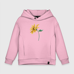 Толстовка оверсайз детская Branch With a Sunflower Подсолнух, цвет: светло-розовый