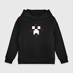 Толстовка оверсайз детская Символ Minecraft в красном ромбе, цвет: черный