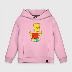 Толстовка оверсайз детская Барт Симпсон - сидит со скрещенными пальцами, цвет: светло-розовый