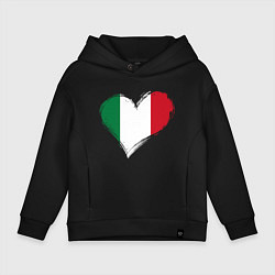 Толстовка оверсайз детская Сердце - Италия, цвет: черный