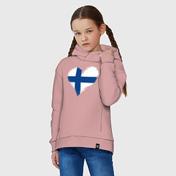 Толстовка оверсайз детская Сердце - Финляндия, цвет: пыльно-розовый — фото 2