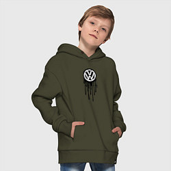 Толстовка оверсайз детская Volkswagen - art logo, цвет: хаки — фото 2