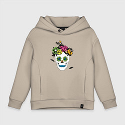 Толстовка оверсайз детская Sugar skull, цвет: миндальный