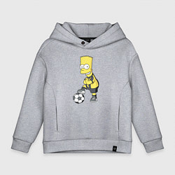Толстовка оверсайз детская Барт Симпсон - крутой футбольный форвард, цвет: меланж