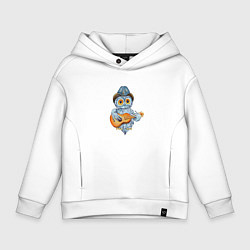 Толстовка оверсайз детская Сова с гитарой, цвет: белый