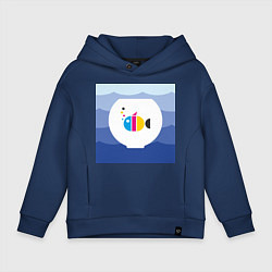 Толстовка оверсайз детская CMYK рыбка, цвет: тёмно-синий