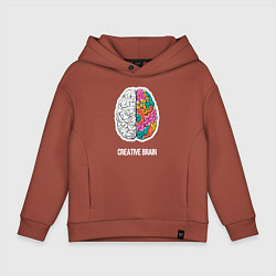 Толстовка оверсайз детская Creative Brain, цвет: кирпичный