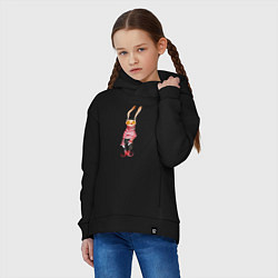 Толстовка оверсайз детская Заяц в свитере, цвет: черный — фото 2