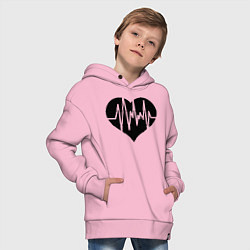 Толстовка оверсайз детская Кардиограмма сердца, цвет: светло-розовый — фото 2