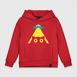 Толстовка оверсайз детская Кот НЛО, цвет: красный