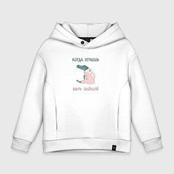 Толстовка оверсайз детская Крокодил в костюме зайчика, юмор, цвет: белый