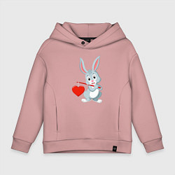 Толстовка оверсайз детская Влюблённый кролик, цвет: пыльно-розовый