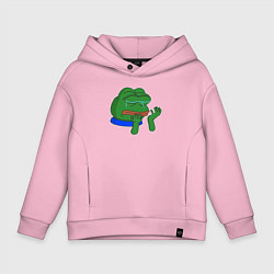 Толстовка оверсайз детская Лягушонок Пепе в слезах, цвет: светло-розовый