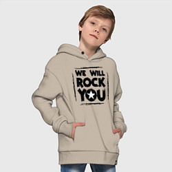 Толстовка оверсайз детская We rock you, цвет: миндальный — фото 2