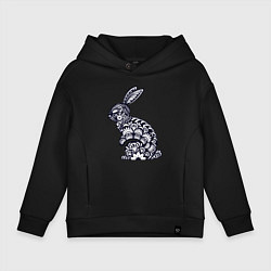 Толстовка оверсайз детская Black-White Rabbit, цвет: черный