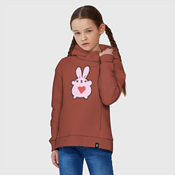Толстовка оверсайз детская Heart Rabbit, цвет: кирпичный — фото 2