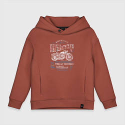 Толстовка оверсайз детская Мотоцикл ретро, цвет: кирпичный