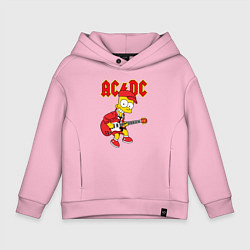 Толстовка оверсайз детская AC DC Барт Симпсон, цвет: светло-розовый
