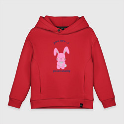 Толстовка оверсайз детская Год розового кролика, цвет: красный