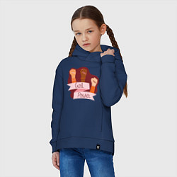 Толстовка оверсайз детская Girl - Power, цвет: тёмно-синий — фото 2