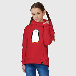 Толстовка оверсайз детская Красивый пингвин, цвет: красный — фото 2