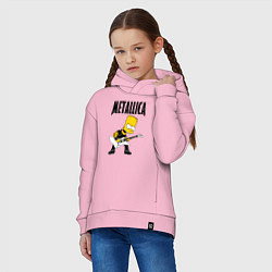 Толстовка оверсайз детская Металлика Барт Симпсон, цвет: светло-розовый — фото 2