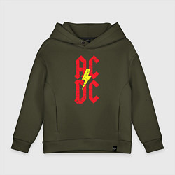 Толстовка оверсайз детская AC DC logo, цвет: хаки