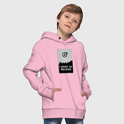 Толстовка оверсайз детская Хочу верить в HL3, цвет: светло-розовый — фото 2